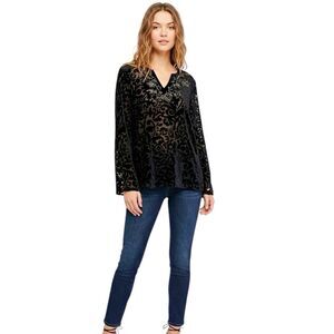French Laundry Womens Blouse Medium Black Velvet Victorian Dark Gothic Witchy